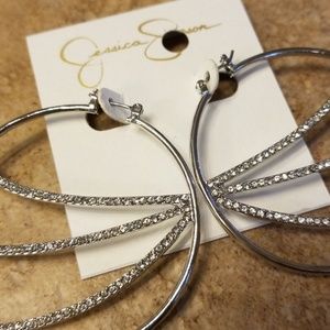 Jessica Simpson crystal & silver party hoops